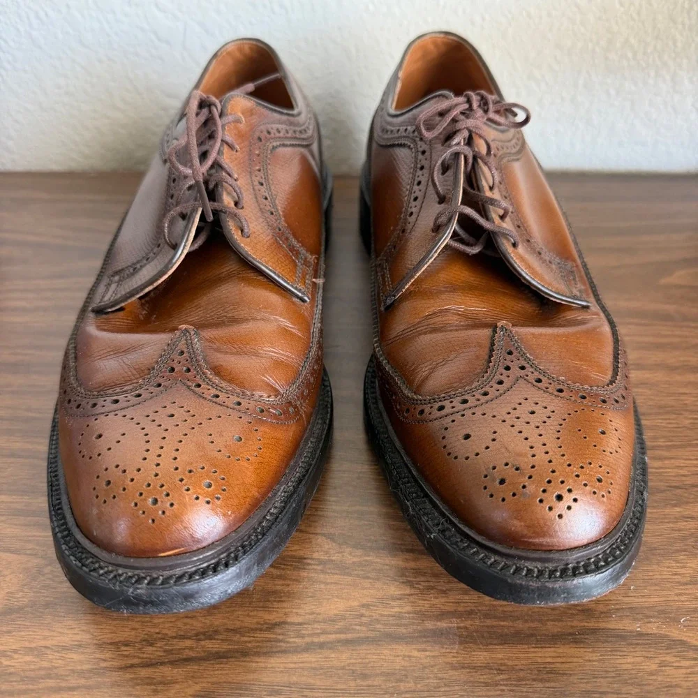 Executive Imperial By Mason Mens Brown Leather Longwing Brogue Wingtip Shoes 9.5